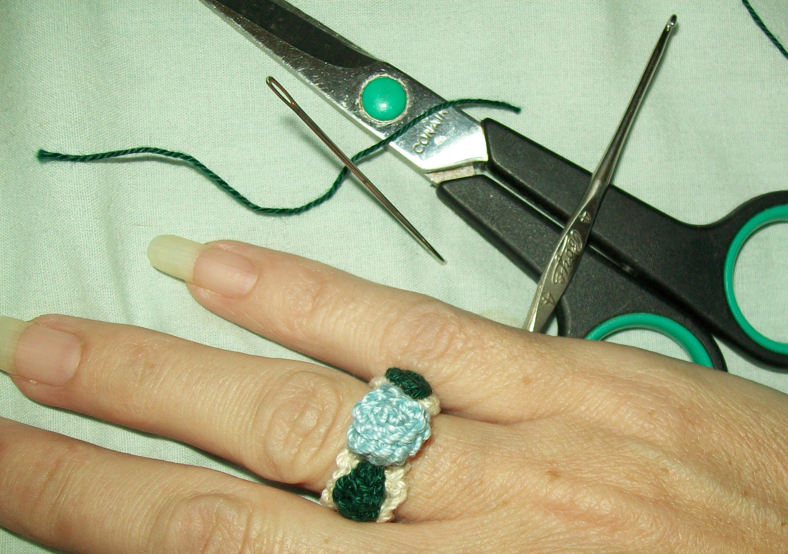 Thread Crochet Rose Ring  ❇ Shells Yarnicles ❇ ヅ